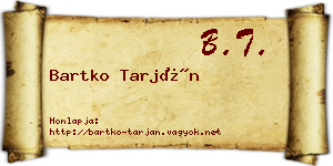 Bartko Tarján névjegykártya