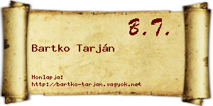 Bartko Tarján névjegykártya